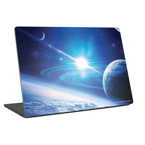 View of a Planet as it Looms in Close Orbit and with Rings Universal Laptop 16in (13 x 9.4in) Skin